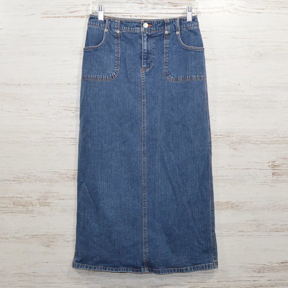 petite long denim skirts